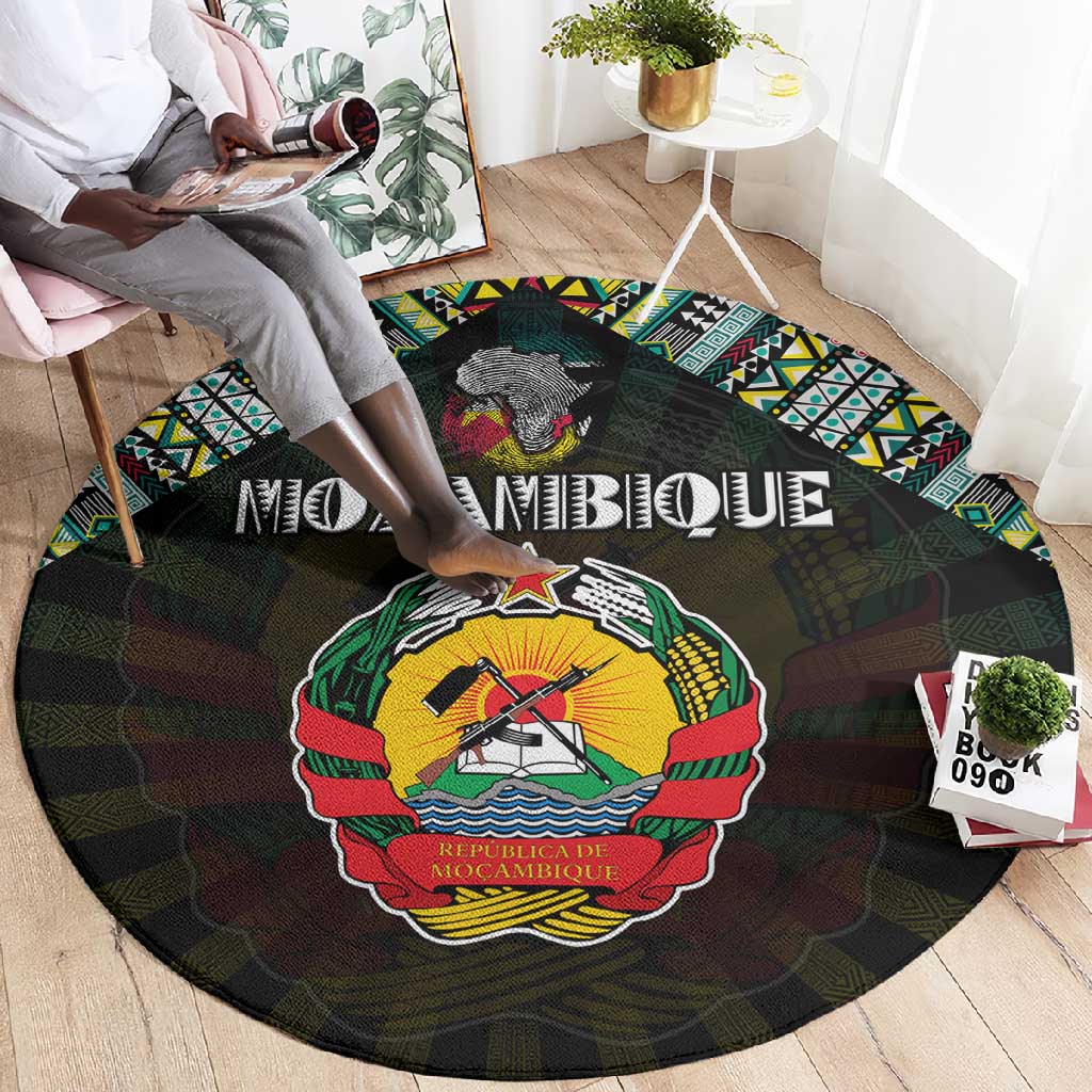 Mozambique Roots Round Carpet African Pride in Fingerprint and Tribal Colors