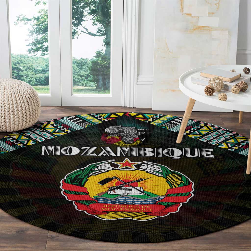 Mozambique Roots Round Carpet African Pride in Fingerprint and Tribal Colors