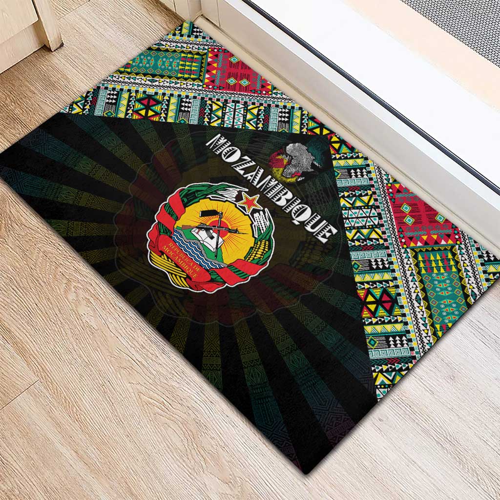 Mozambique Roots Rubber Doormat African Pride in Fingerprint and Tribal Colors