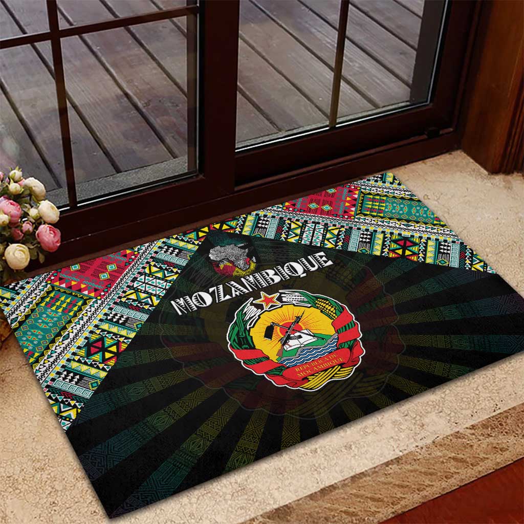 Mozambique Roots Rubber Doormat African Pride in Fingerprint and Tribal Colors