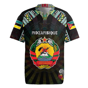 Personalized Mozambique Roots Rugby Jersey African Pride in Fingerprint and Tribal Colors