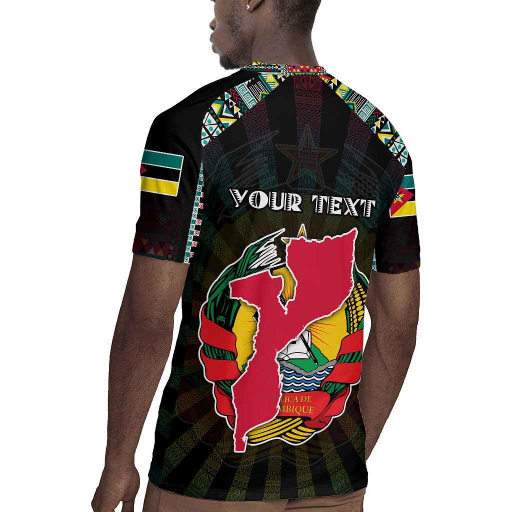 Personalized Mozambique Roots Rugby Jersey African Pride in Fingerprint and Tribal Colors