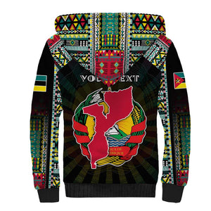 Personalized Mozambique Roots Sherpa Hoodie African Pride in Fingerprint and Tribal Colors