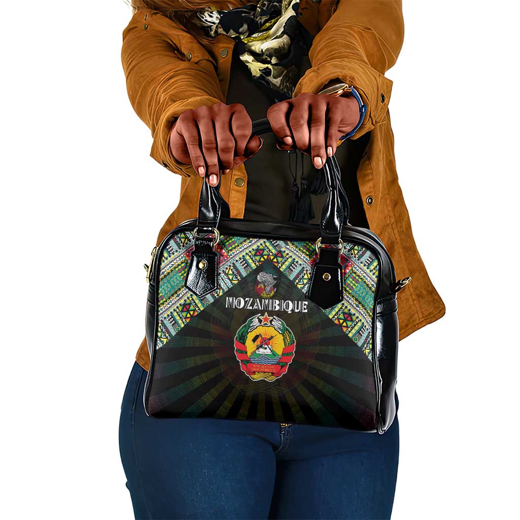 Mozambique Roots Shoulder Handbag African Pride in Fingerprint and Tribal Colors