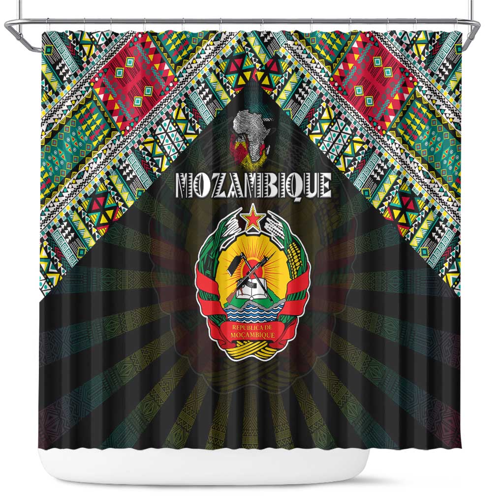 Mozambique Roots Shower Curtain African Pride in Fingerprint and Tribal Colors