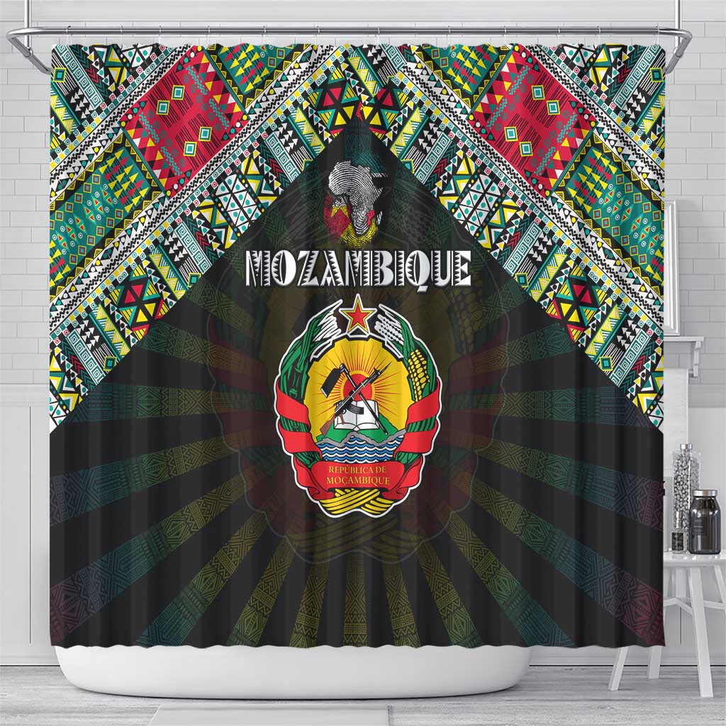 Mozambique Roots Shower Curtain African Pride in Fingerprint and Tribal Colors
