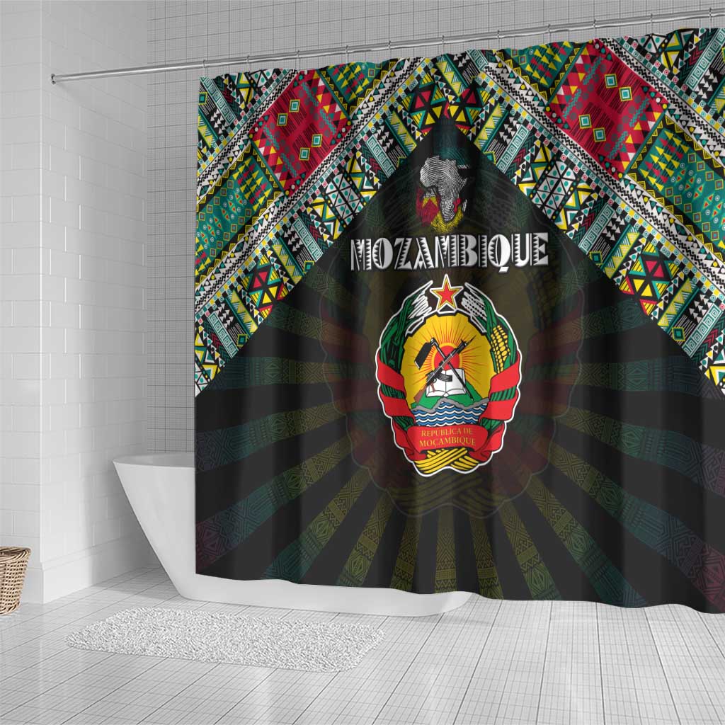 Mozambique Roots Shower Curtain African Pride in Fingerprint and Tribal Colors