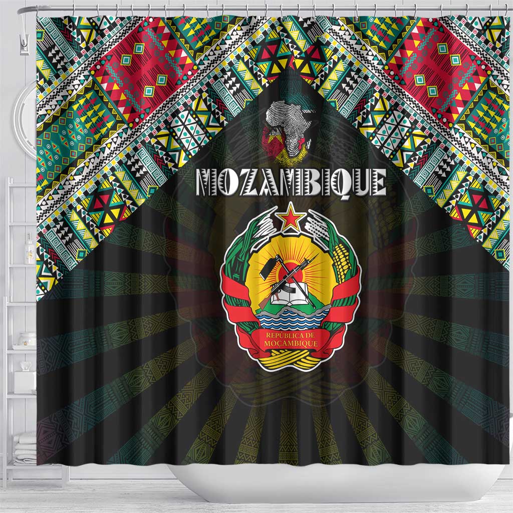 Mozambique Roots Shower Curtain African Pride in Fingerprint and Tribal Colors