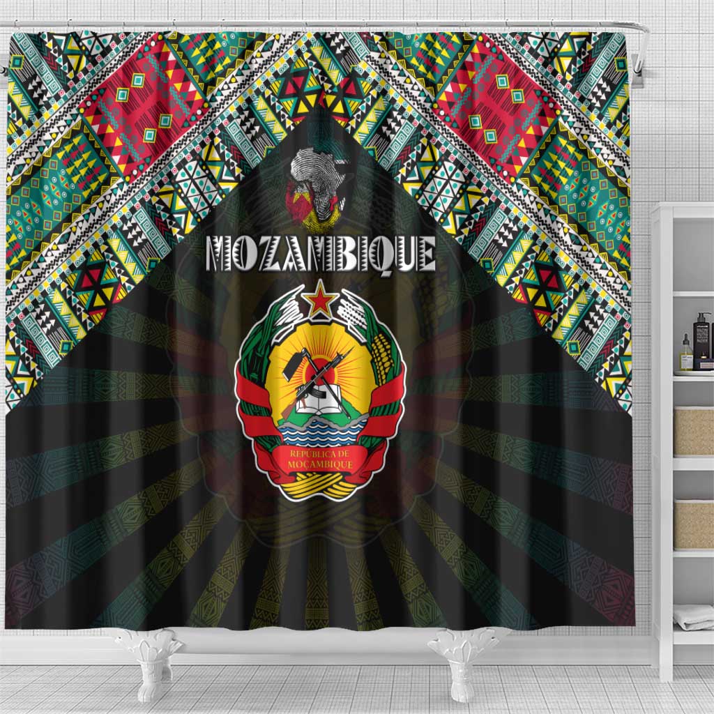 Mozambique Roots Shower Curtain African Pride in Fingerprint and Tribal Colors