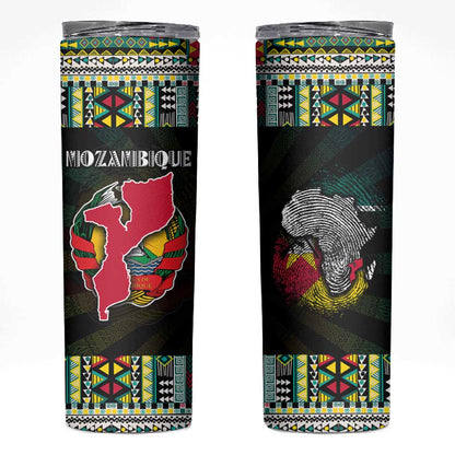 Mozambique Roots Skinny Tumbler African Pride in Fingerprint and Tribal Colors
