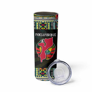 Mozambique Roots Skinny Tumbler African Pride in Fingerprint and Tribal Colors