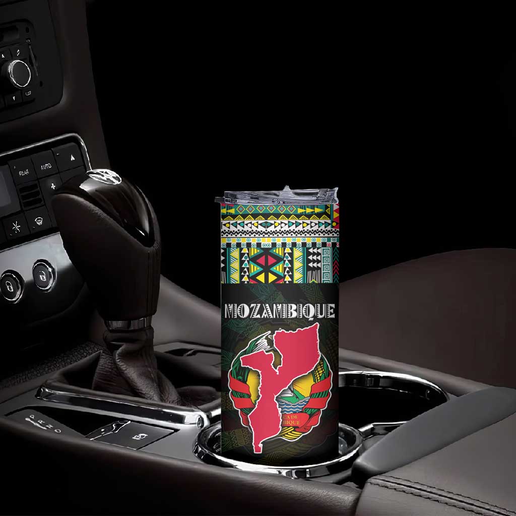 Mozambique Roots Skinny Tumbler African Pride in Fingerprint and Tribal Colors