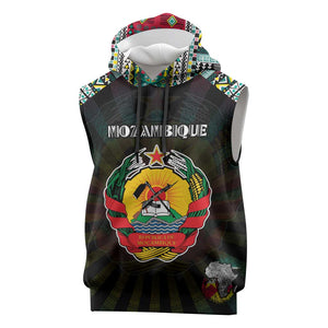 Personalized Mozambique Roots Sleeveless Hoodie African Pride in Fingerprint and Tribal Colors - African Pride