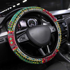 Mozambique Roots Steering Wheel Cover African Pride in Fingerprint and Tribal Colors