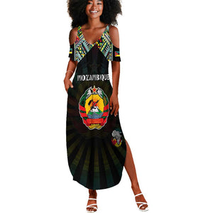 Personalized Mozambique Roots Summer Maxi Dress African Pride in Fingerprint and Tribal Colors
