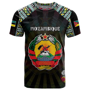 Personalized Mozambique Roots T shirt African Pride in Fingerprint and Tribal Colors