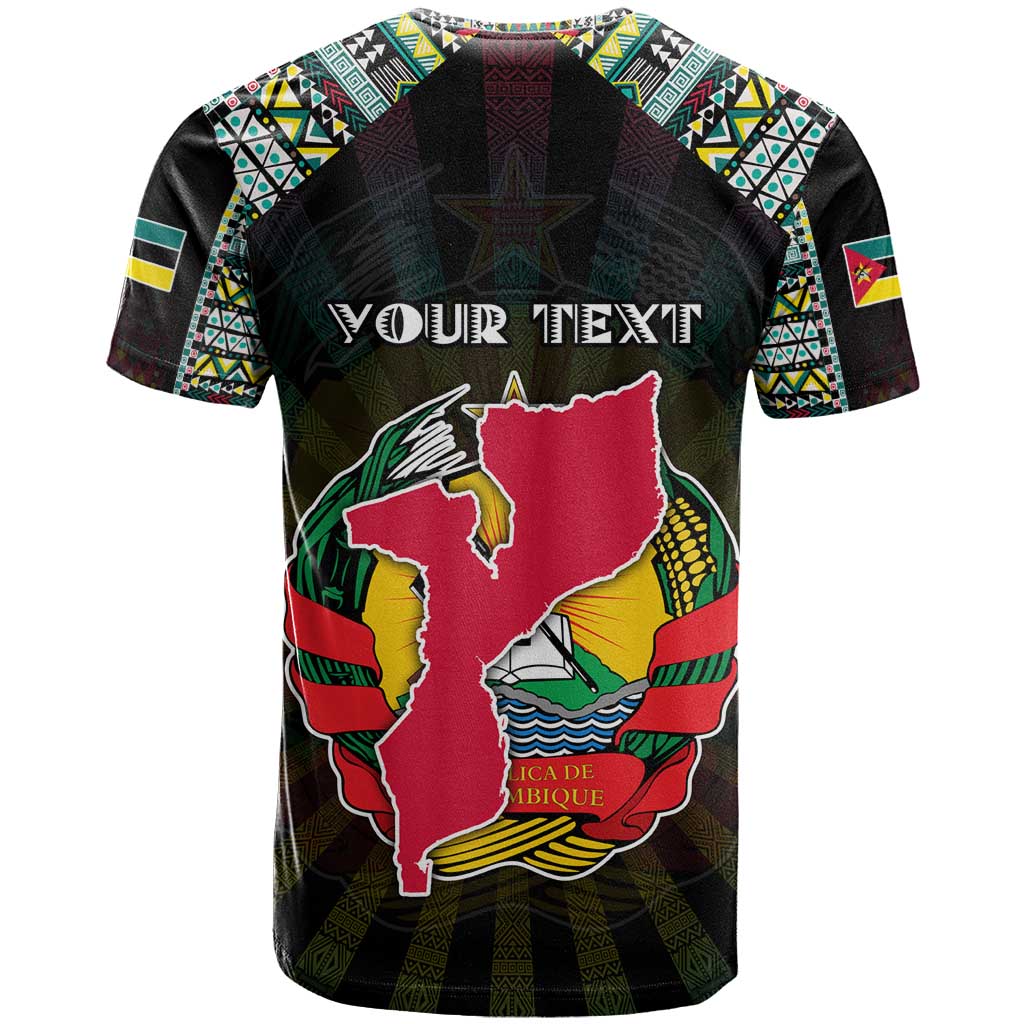 Personalized Mozambique Roots T shirt African Pride in Fingerprint and Tribal Colors