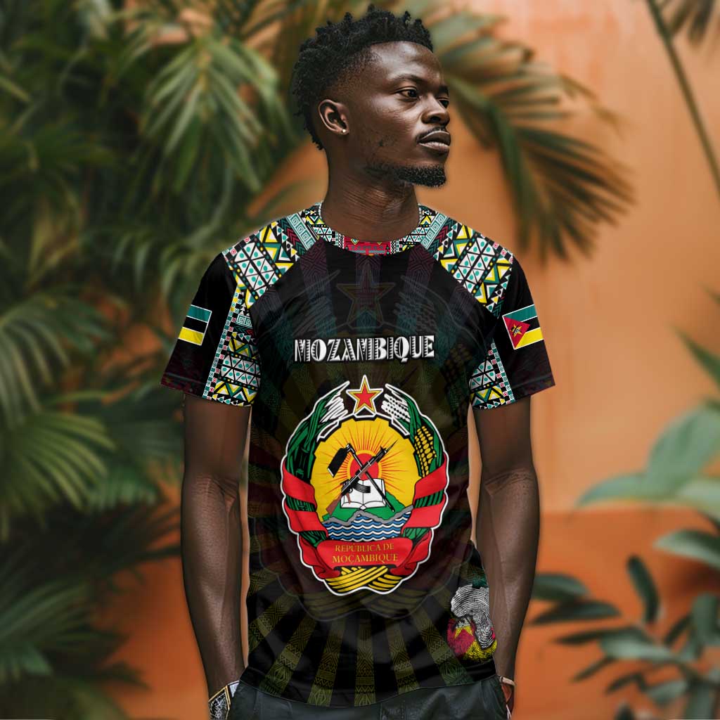 Personalized Mozambique Roots T shirt African Pride in Fingerprint and Tribal Colors