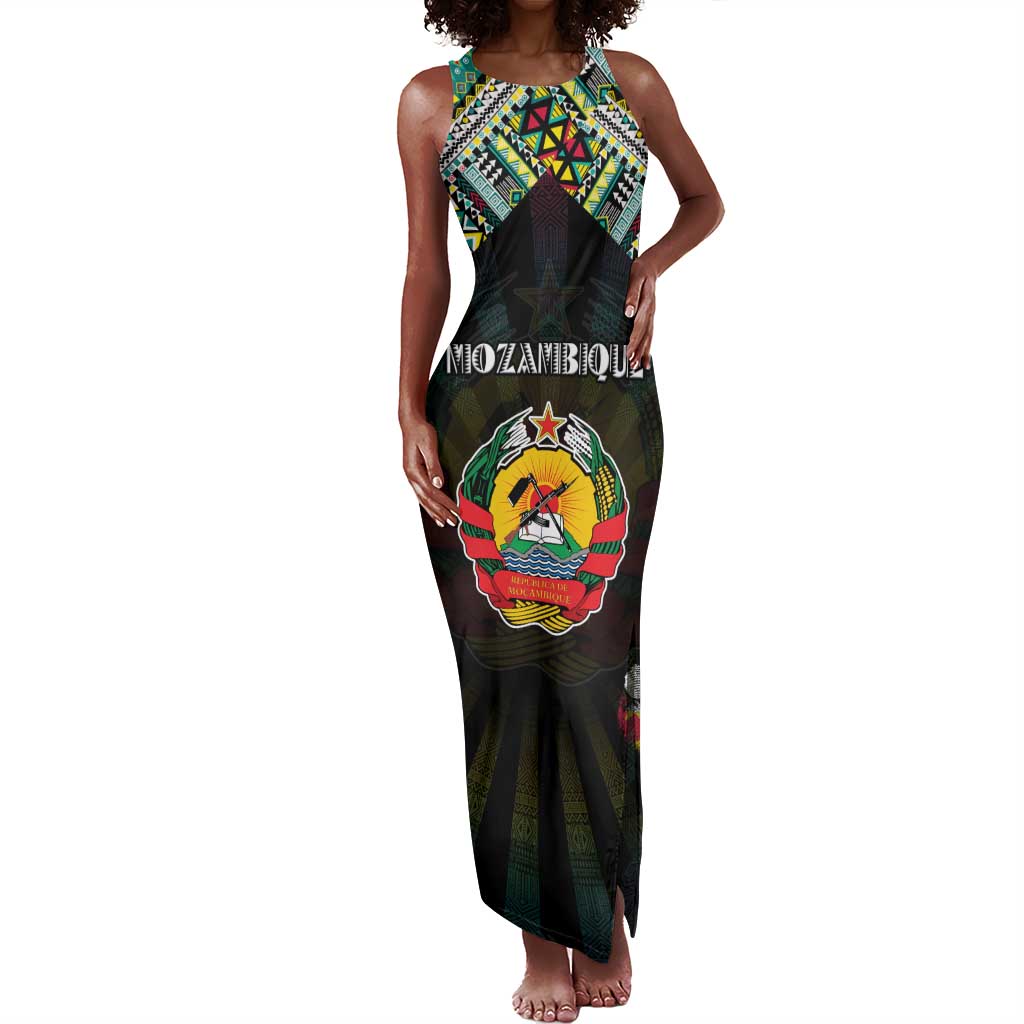 Personalized Mozambique Roots Tank Maxi Dress African Pride in Fingerprint and Tribal Colors