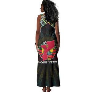 Personalized Mozambique Roots Tank Maxi Dress African Pride in Fingerprint and Tribal Colors