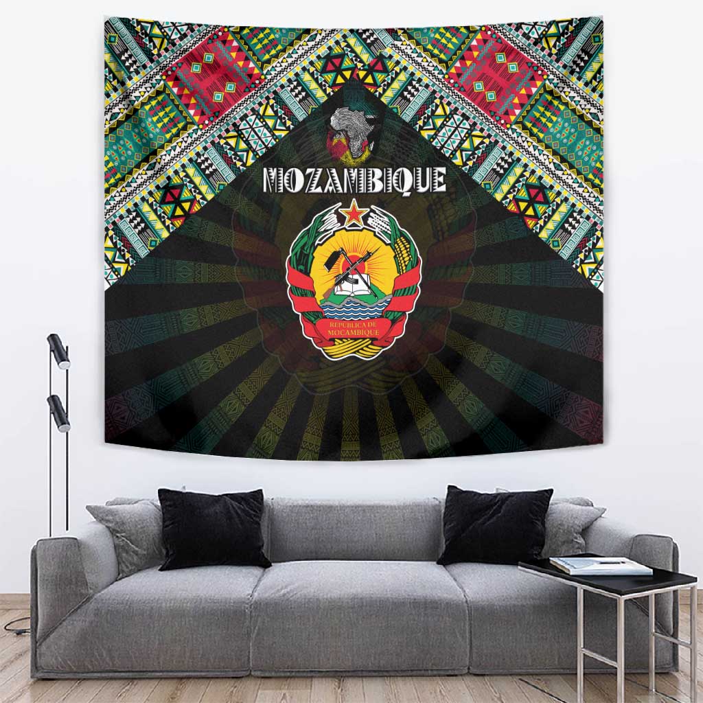 Mozambique Roots Tapestry African Pride in Fingerprint and Tribal Colors