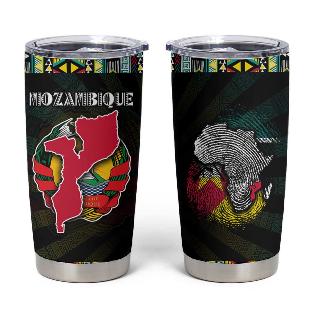 Mozambique Roots Tumbler Cup African Pride in Fingerprint and Tribal Colors