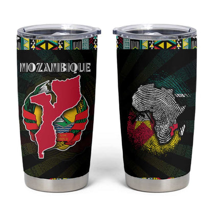 Mozambique Roots Tumbler Cup African Pride in Fingerprint and Tribal Colors