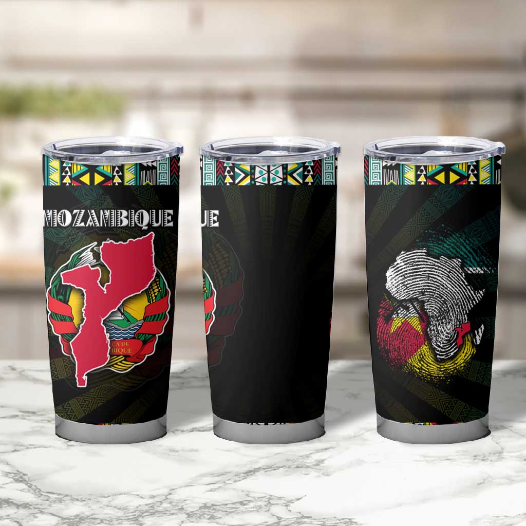 Mozambique Roots Tumbler Cup African Pride in Fingerprint and Tribal Colors