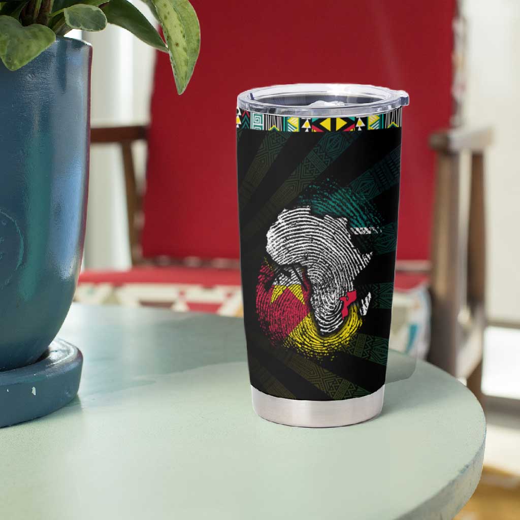 Mozambique Roots Tumbler Cup African Pride in Fingerprint and Tribal Colors