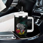 Mozambique Roots Tumbler With Handle African Pride in Fingerprint and Tribal Colors