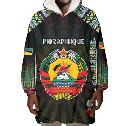 Personalized Mozambique Roots Wearable Blanket Hoodie African Pride in Fingerprint and Tribal Colors
