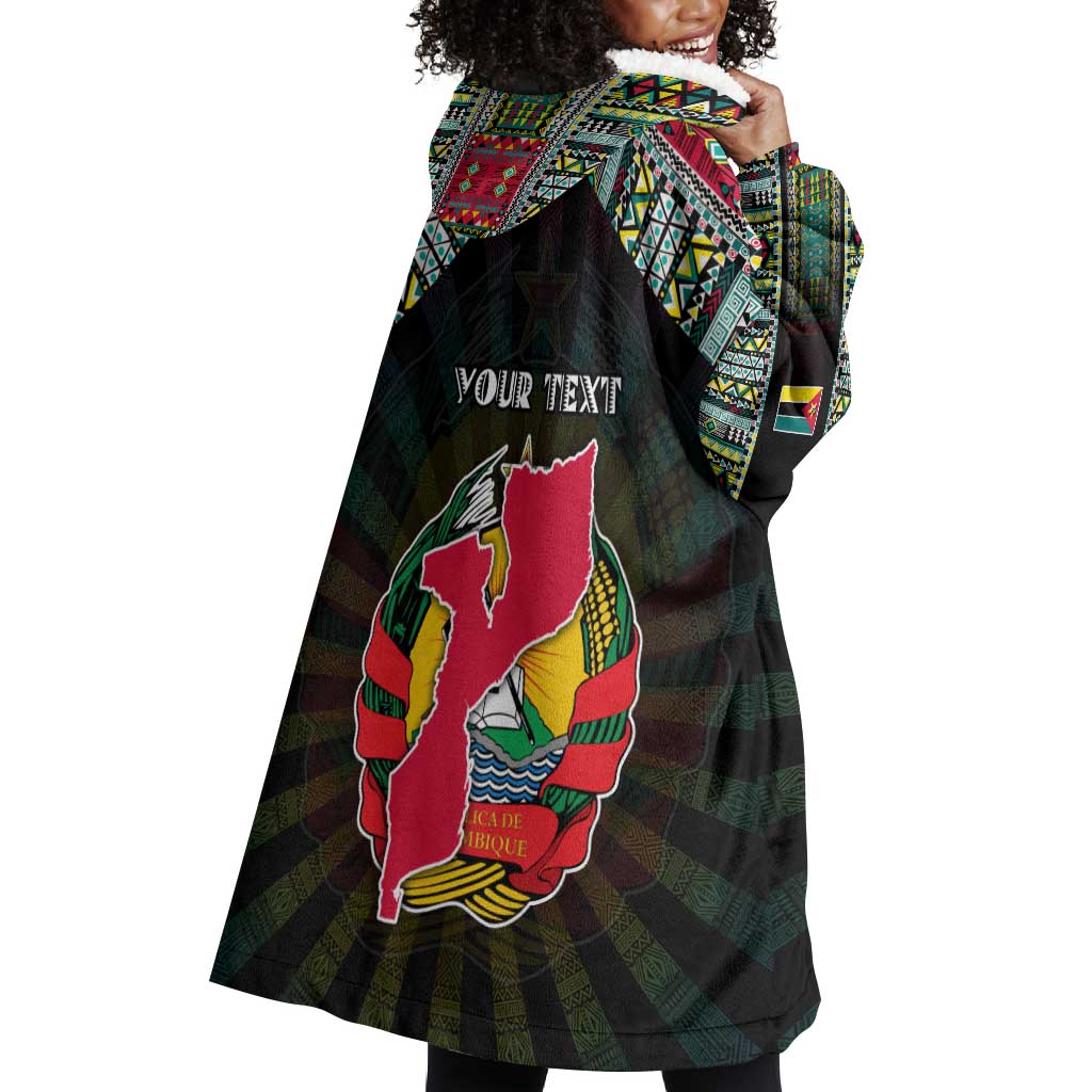 Personalized Mozambique Roots Wearable Blanket Hoodie African Pride in Fingerprint and Tribal Colors