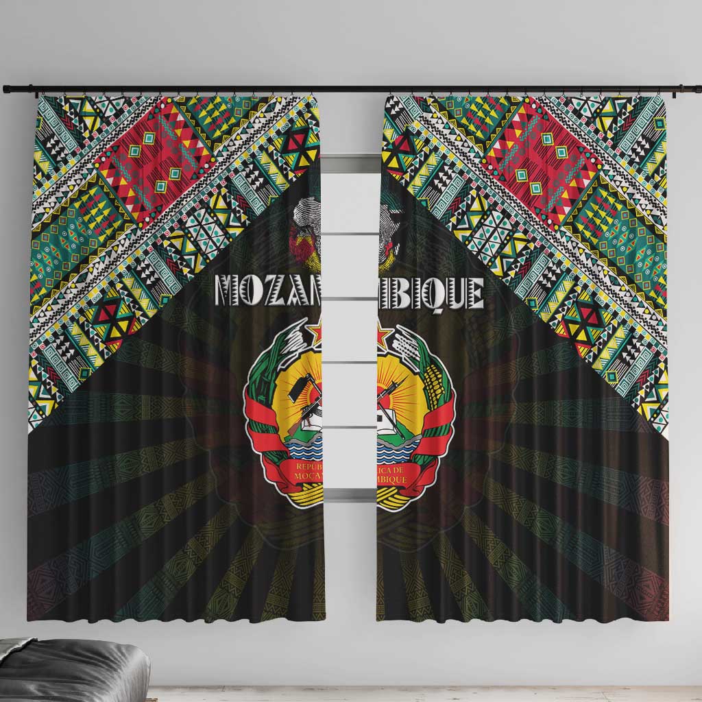 Mozambique Roots Window Curtain African Pride in Fingerprint and Tribal Colors