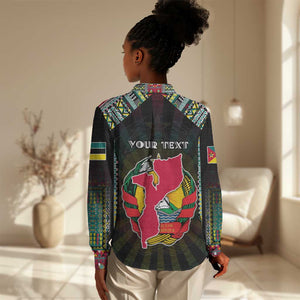Personalized Mozambique Roots Women Casual Shirt African Pride in Fingerprint and Tribal Colors