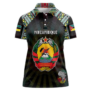 Personalized Mozambique Roots Women Polo Shirt African Pride in Fingerprint and Tribal Colors