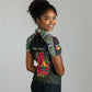 Personalized Mozambique Roots Women Polo Shirt African Pride in Fingerprint and Tribal Colors