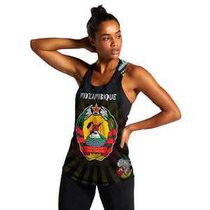 Personalized Mozambique Roots Women Racerback Tank African Pride in Fingerprint and Tribal Colors
