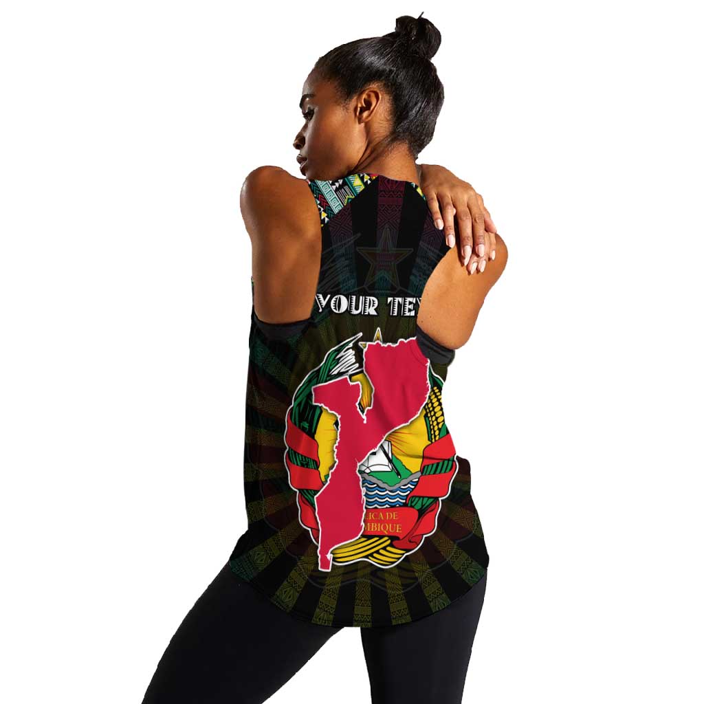 Personalized Mozambique Roots Women Racerback Tank African Pride in Fingerprint and Tribal Colors
