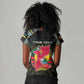 Personalized Mozambique Roots Women V-Neck T-Shirt African Pride in Fingerprint and Tribal Colors