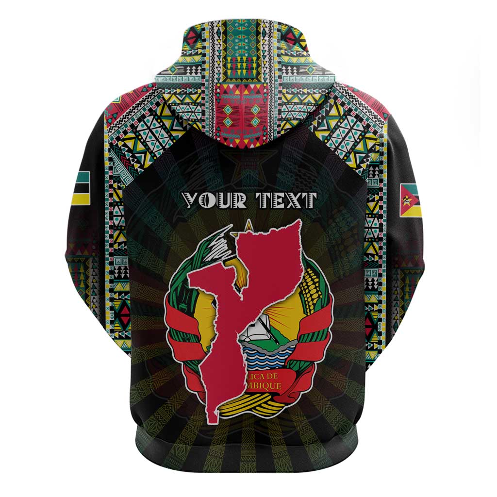 Personalized Mozambique Roots Zip Hoodie African Pride in Fingerprint and Tribal Colors