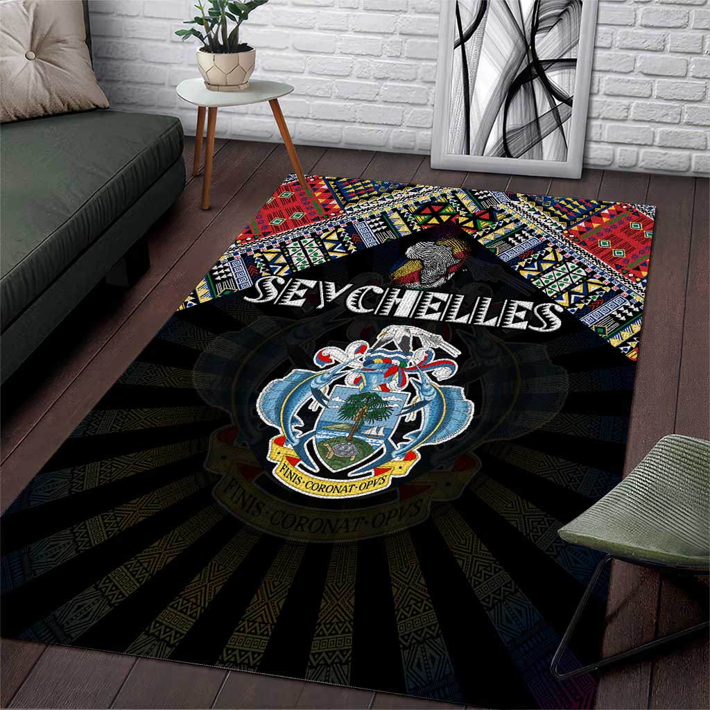 Seychelles Roots Area Rug African Pride in Fingerprint and Tribal Colors