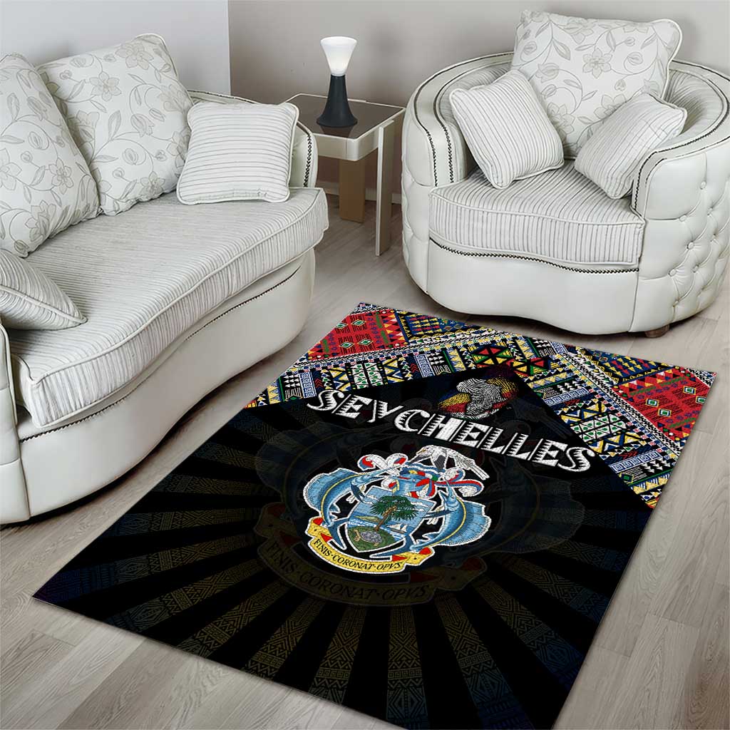 Seychelles Roots Area Rug African Pride in Fingerprint and Tribal Colors
