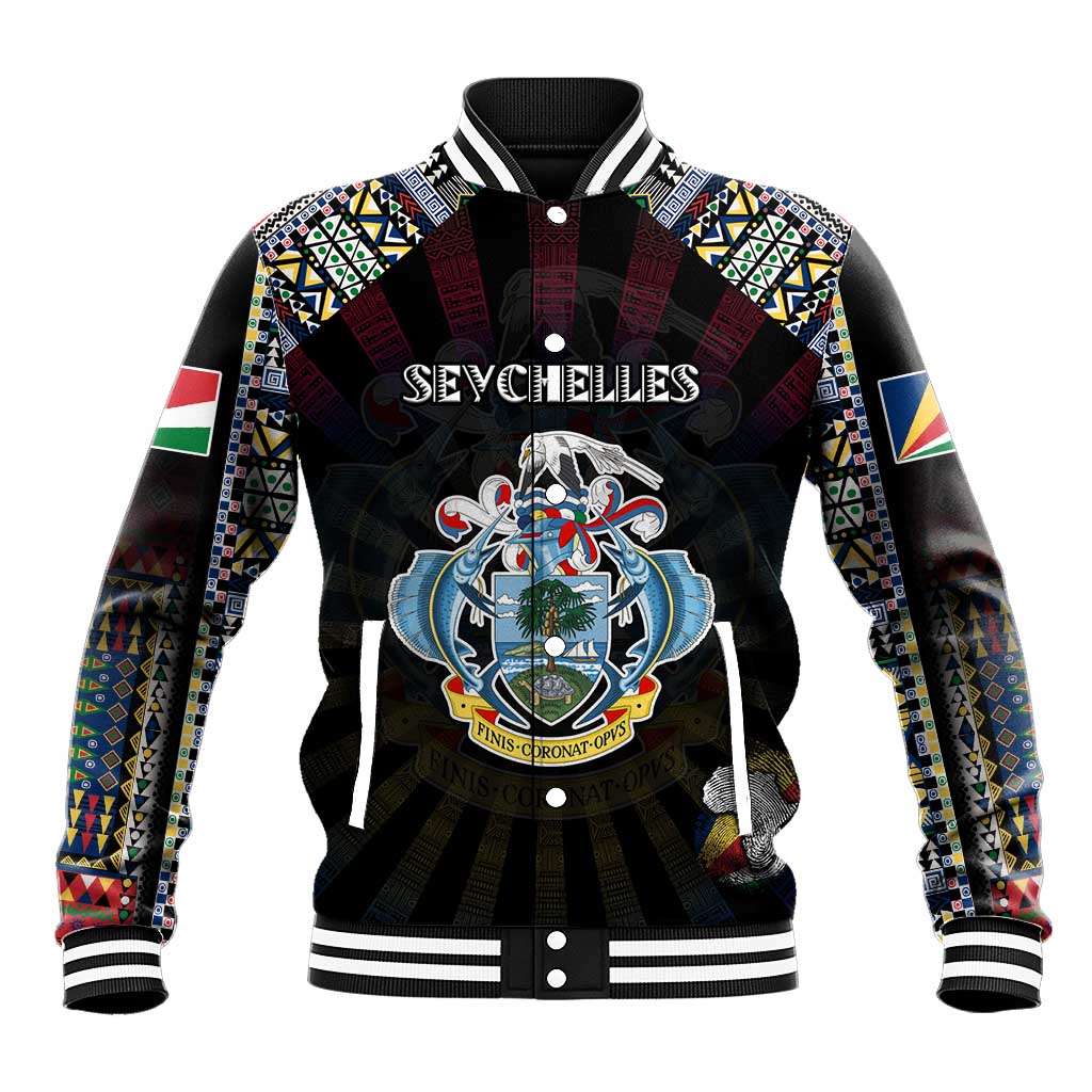 Personalized Seychelles Roots Baseball Jacket African Pride in Fingerprint and Tribal Colors