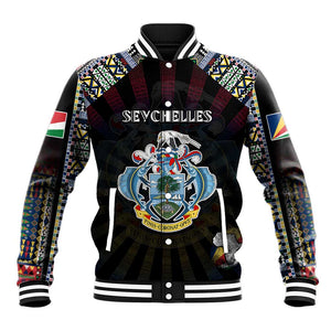 Personalized Seychelles Roots Baseball Jacket African Pride in Fingerprint and Tribal Colors