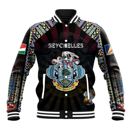 Personalized Seychelles Roots Baseball Jacket African Pride in Fingerprint and Tribal Colors