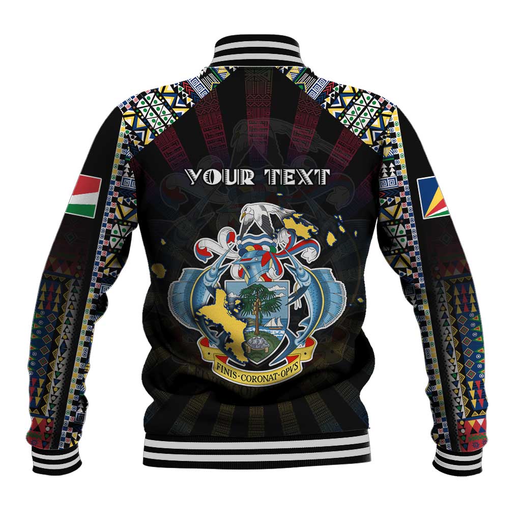 Personalized Seychelles Roots Baseball Jacket African Pride in Fingerprint and Tribal Colors