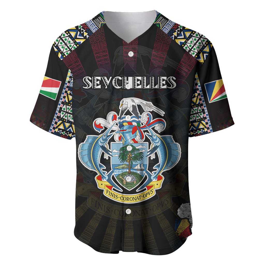 Personalized Seychelles Roots Baseball Jersey African Pride in Fingerprint and Tribal Colors