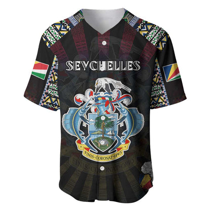 Personalized Seychelles Roots Baseball Jersey African Pride in Fingerprint and Tribal Colors