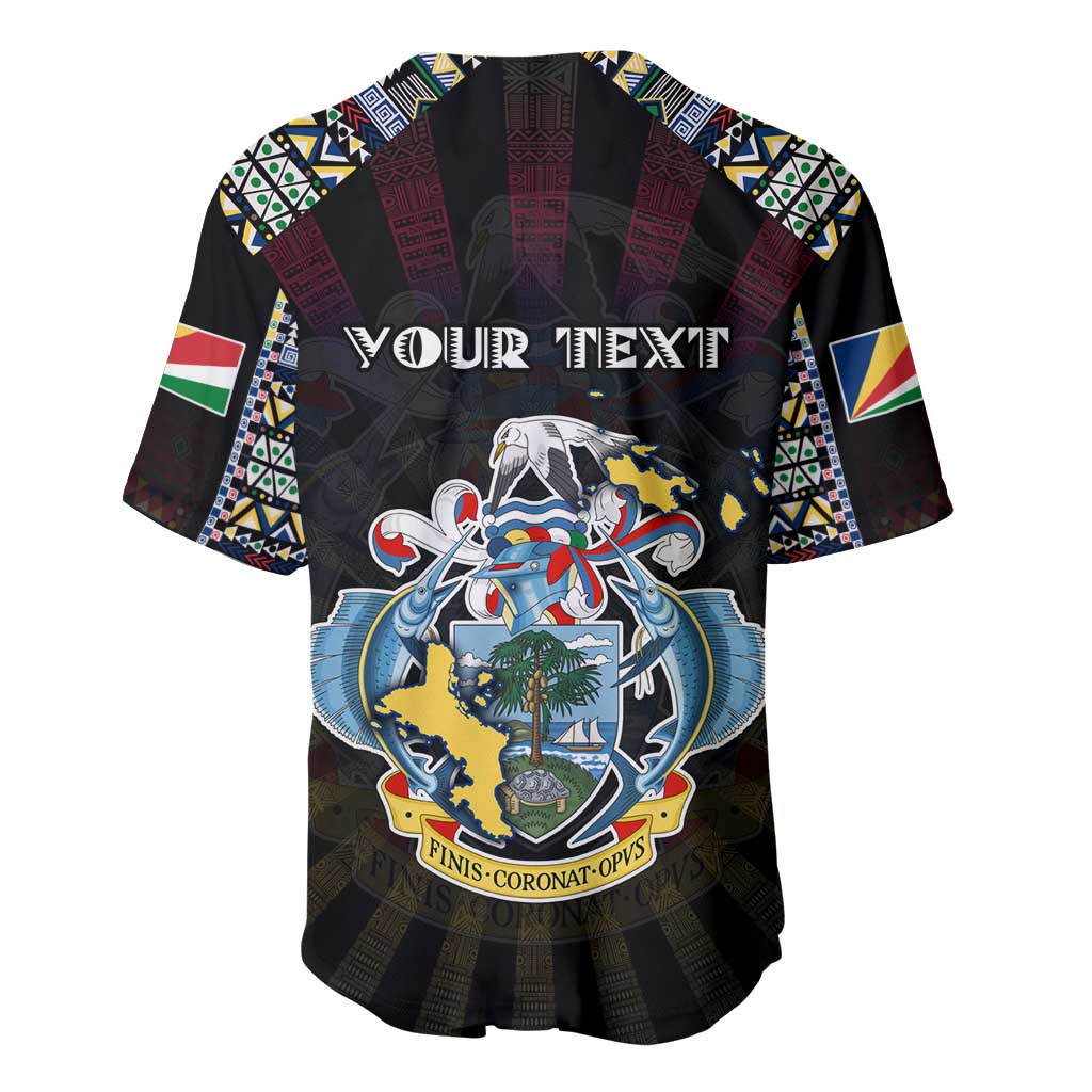 Personalized Seychelles Roots Baseball Jersey African Pride in Fingerprint and Tribal Colors