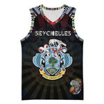 Personalized Seychelles Roots Basketball Jersey African Pride in Fingerprint and Tribal Colors - African Pride